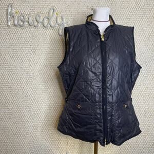 Ralph Lauren Blue and Gold Reversible Lightweight Quilted 6 Pocket Vest Size L